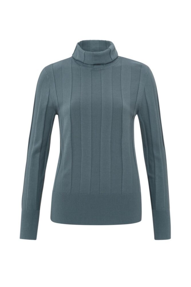 risweater with turtleneck and long sleeves in slim fit stormy weather blue yaya1