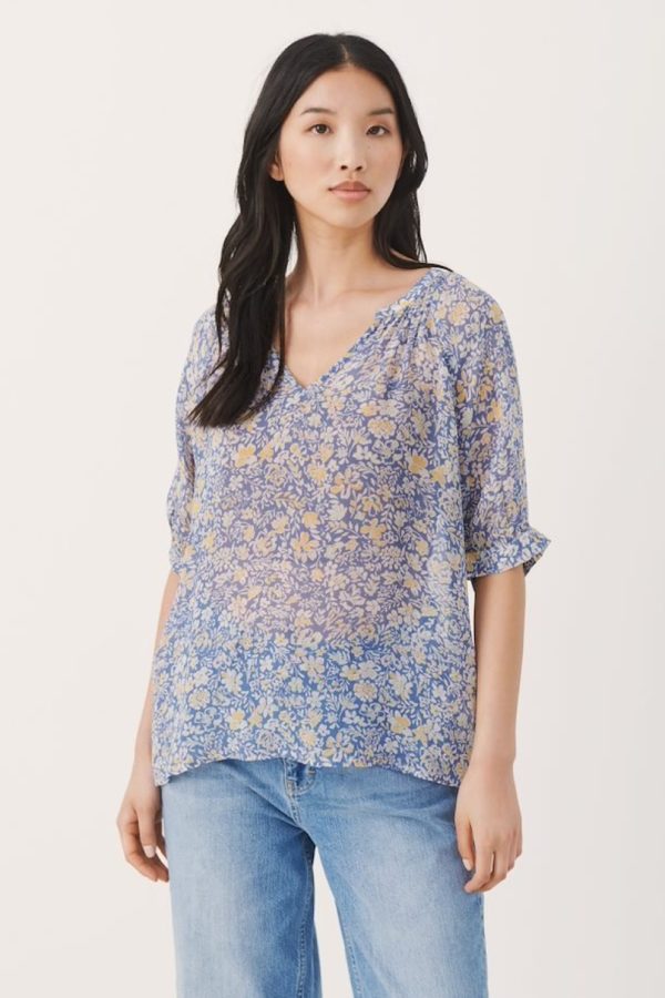 riviera painted summer flower popsypw blouse with short sleevegallery2