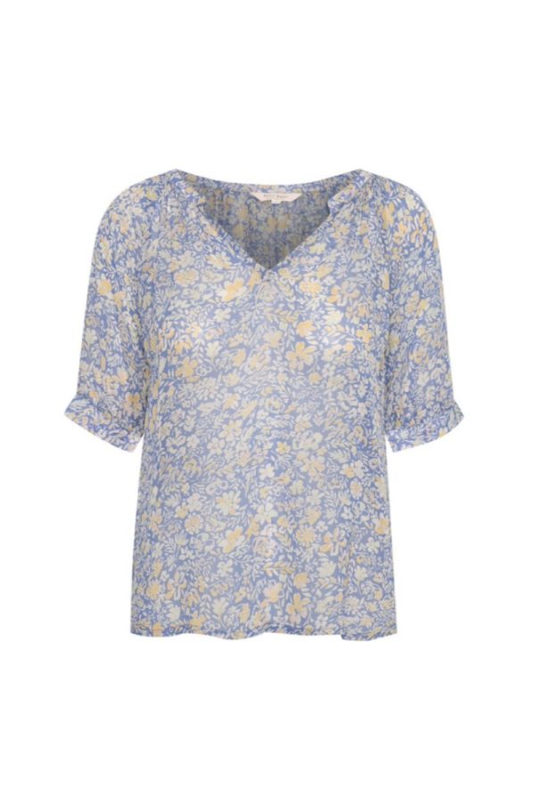 riviera painted summer flower popsypw blouse with short sleevemain