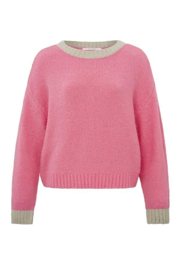 sweater with round neck long sleeves and dropped shoulders morning glory pink yaya1