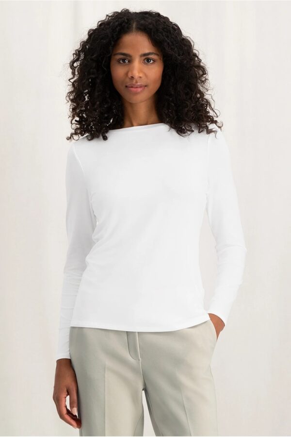 t shirt with boatneck and long sleeves white yaya