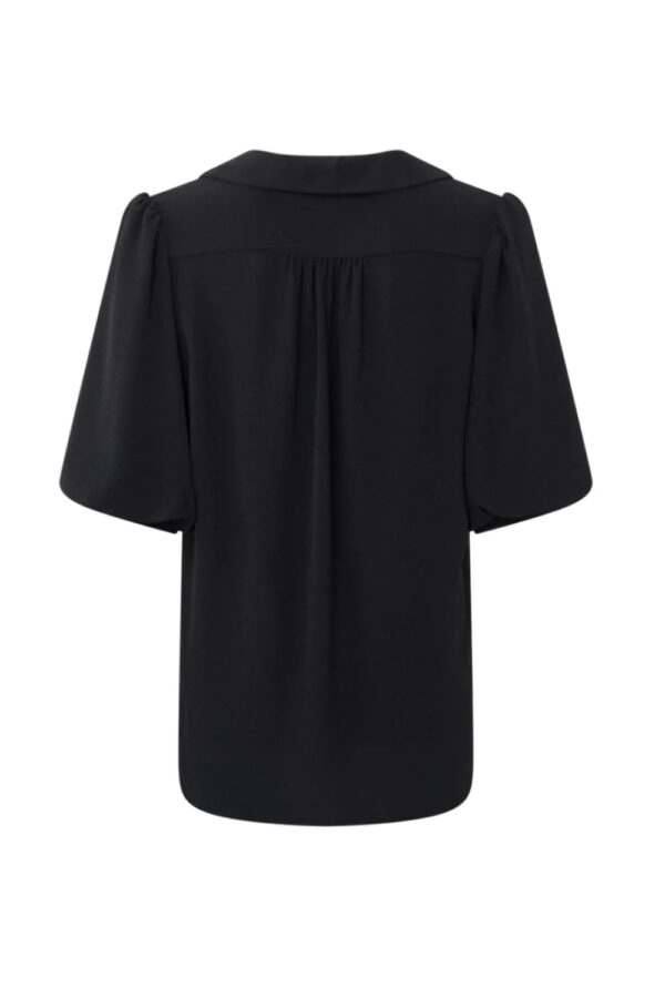 tunic top with v neck and short puff sleeves in wide fit beauty blackgallery2