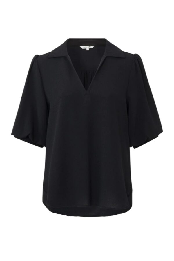 tunic top with v neck and short yaya puff sleeves in wide fit beauty blackgallery1