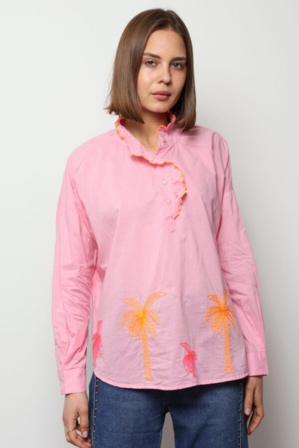y london orlinn olga pink embroidered blouse