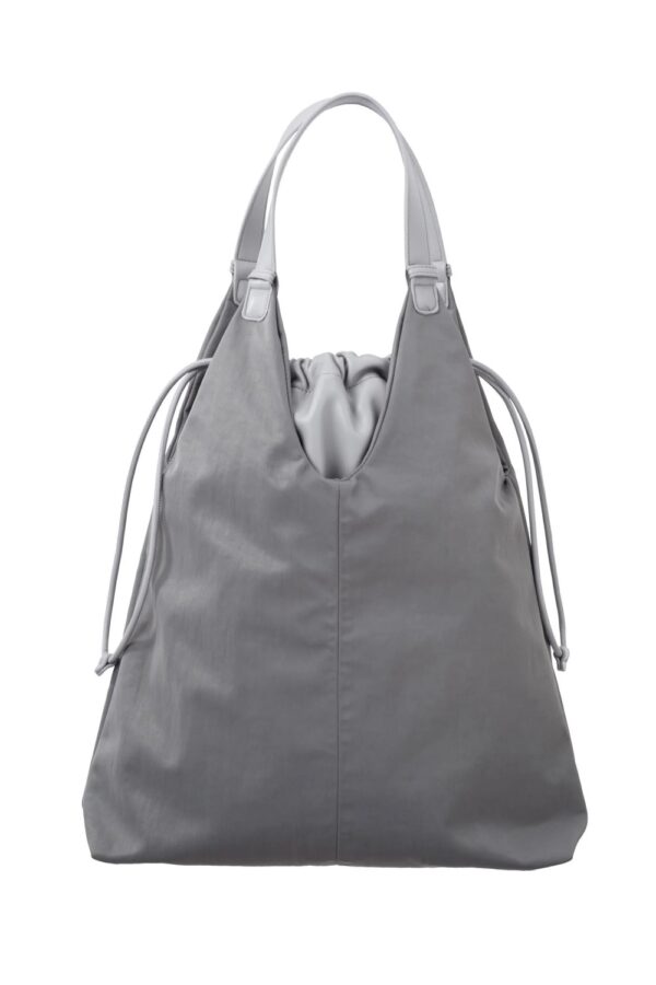 yaya nylon bag with faux leather detailing magnet grey
