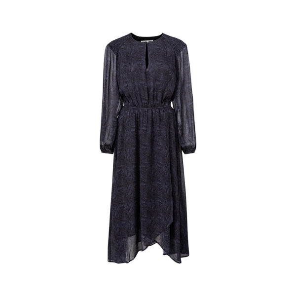 yaya printed puff sleeve dress long with smock detail at shoulder 1801413 125 f