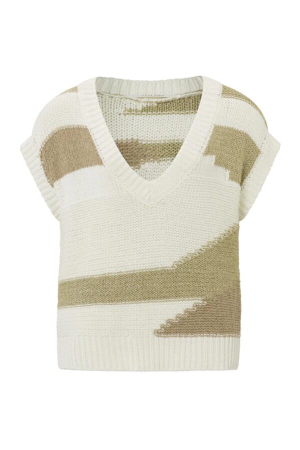 yaya spencer with v neck and rib details in regular fit wool white dessingallery1