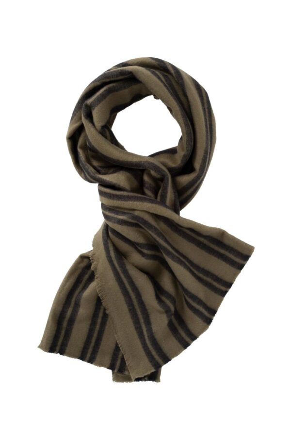 yaya striped scarf dark army green