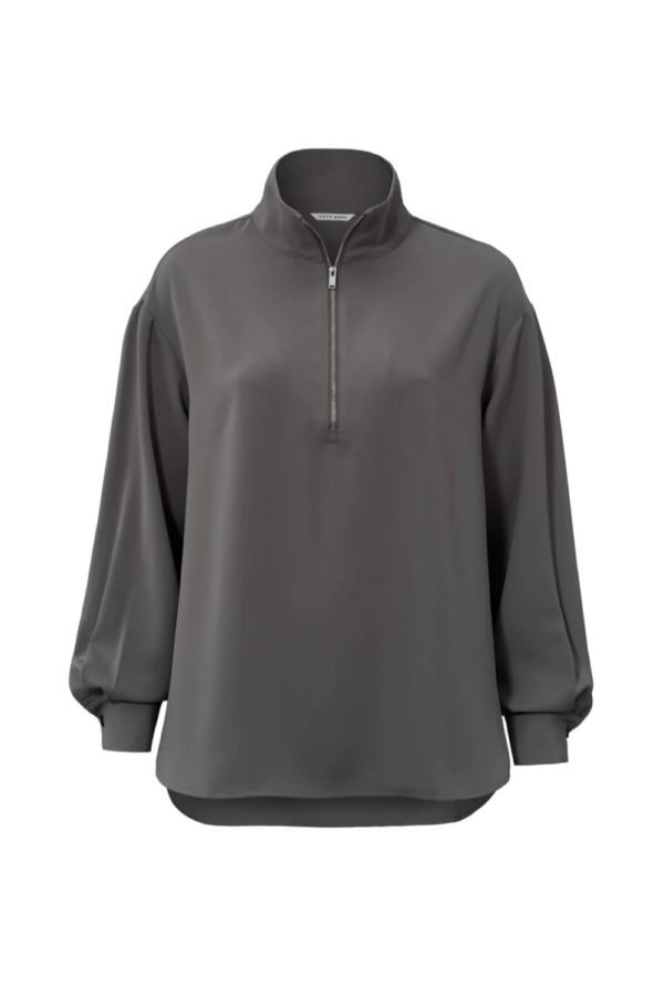 yaya top with turtleneck long balloon sleeves thunderstorm greygallery1