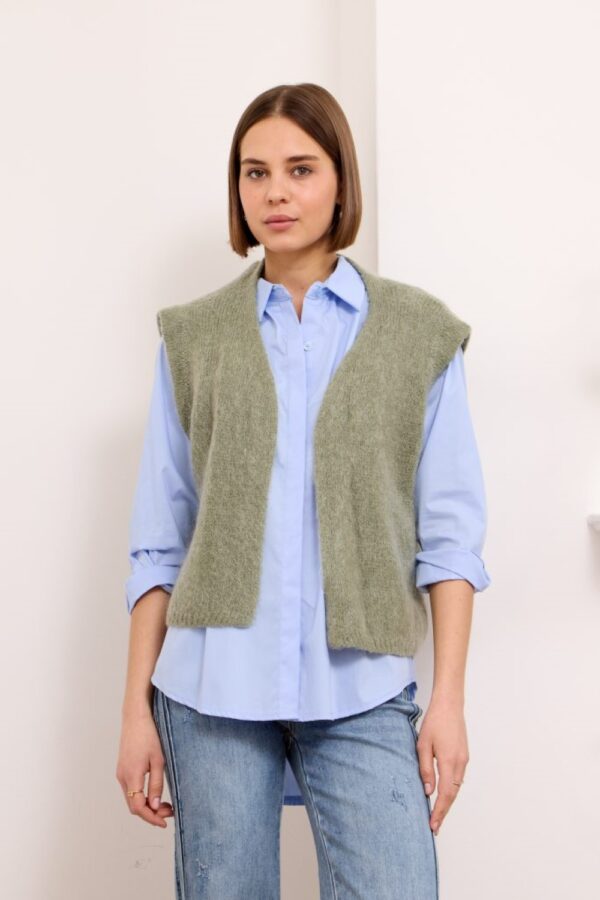 ylondon lora khaki knitted waistcoat
