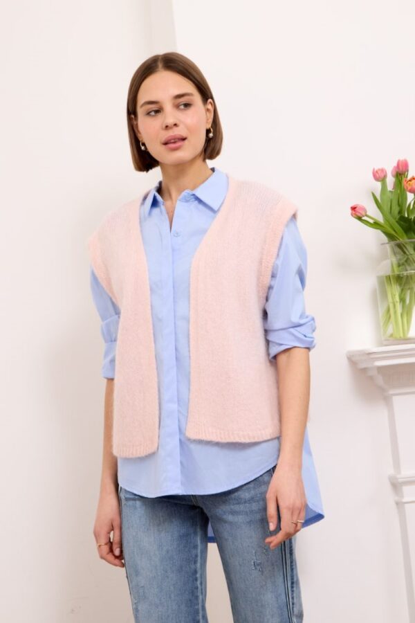 ylondon lora pale pink knitted waistcoat