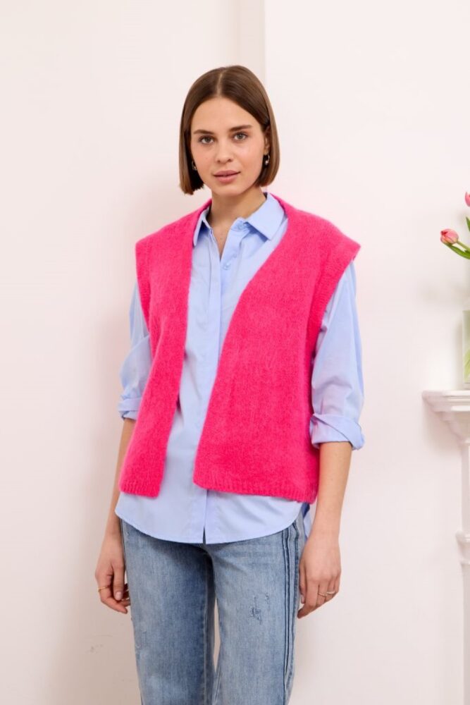 ylondon lora pink knitted waistcoat