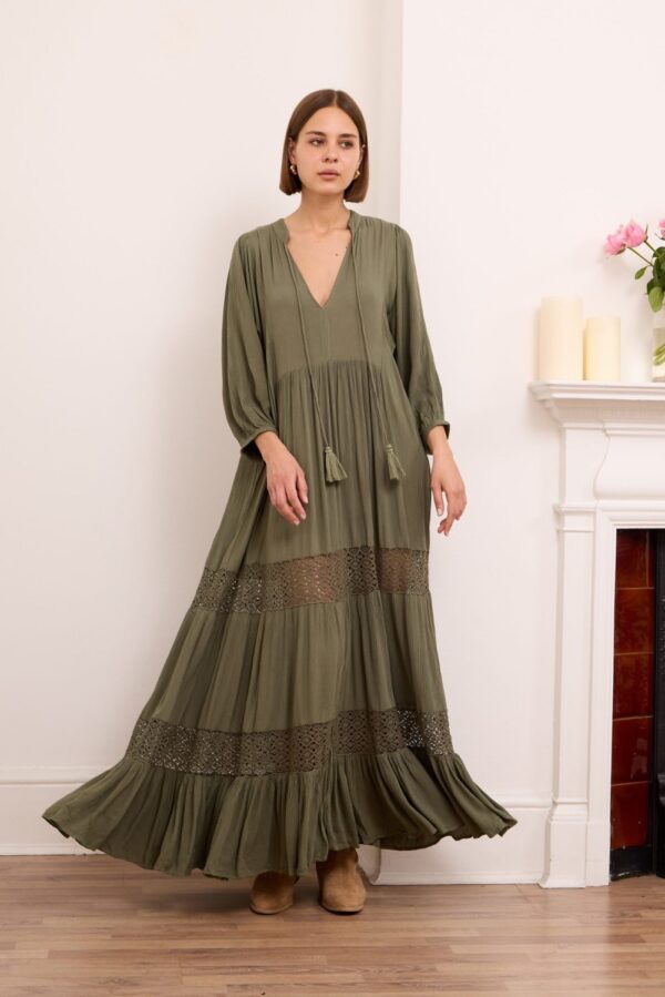 ylondon mali kharki long dress